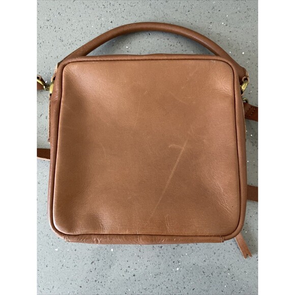 Madewell Square Satchel Crossbody Leather Bag Tan Leather - Picture 7 of 16